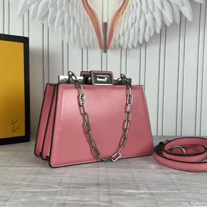 HOT Fendi Leather Mini White Peekaboo Cut Calf Bag In 0322